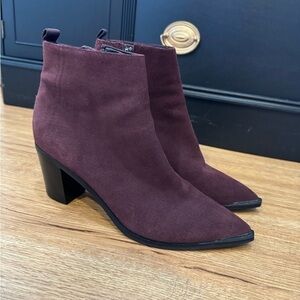 MARC FISHER Matter Pointed Toe Chelsea Western Bootie suede heeled boots sz 10M